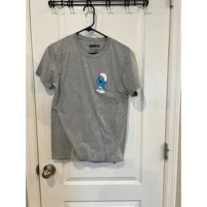 Smurfs‎ Graphic T Shirt Mushroom Heather Gray Cartoon Tee Mens Size S/M